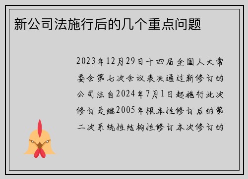新公司法施行后的几个重点问题